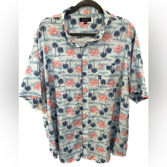 SIMPLY SOUTHERN Pink and Blue Tropical Flower Button Down Shirt, Size XXL - Picture 1 of 6